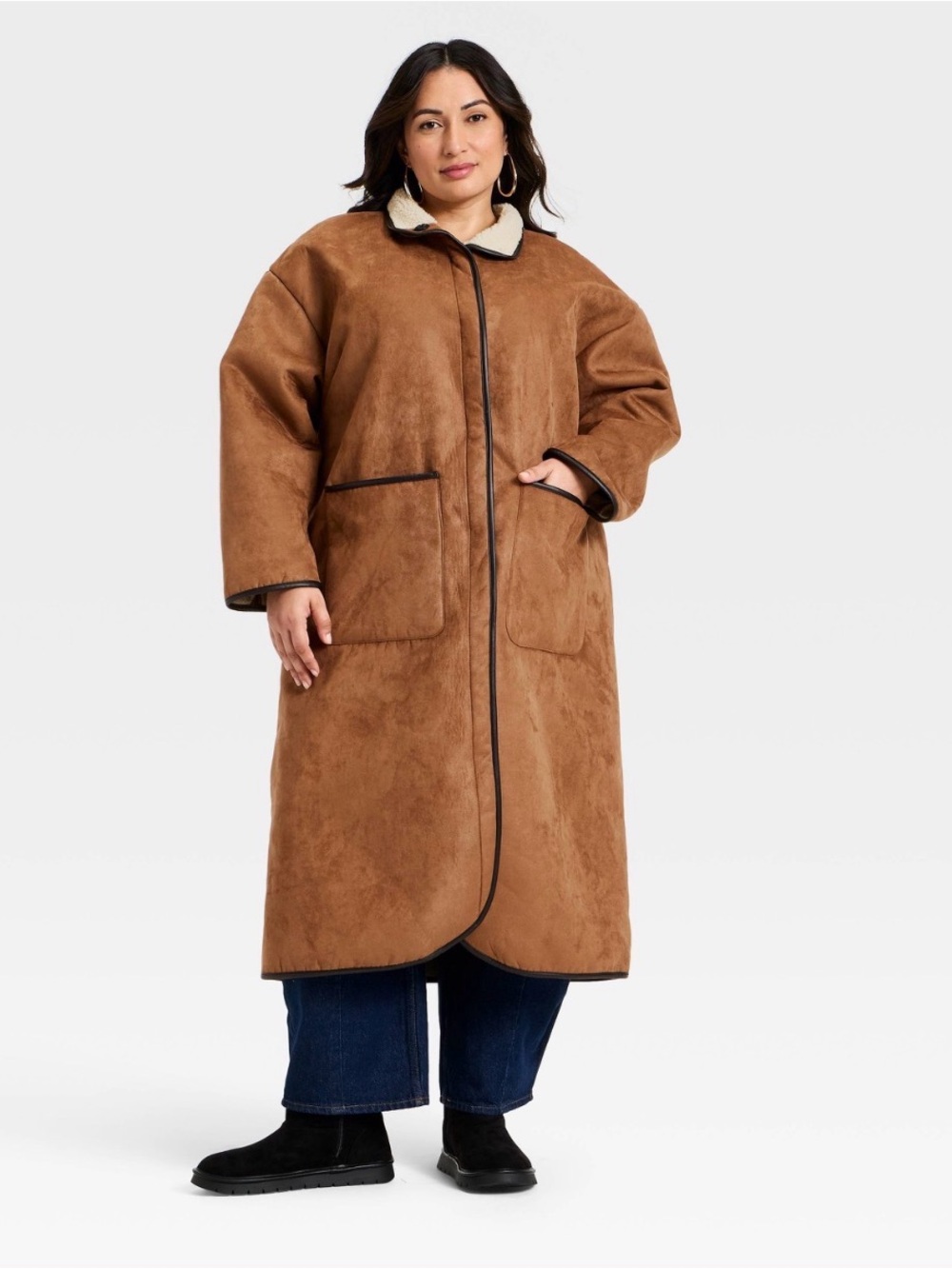 Universal Thread brown faux suede coat size XXL NEW